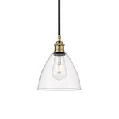 Innovations Lighting Edison 8" Wide Mini Pendant Antique Brass / Clear