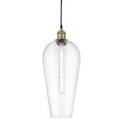 Innovations Lighting Chelsea 8" Wide Mini Pendant Black Antique Brass / Clear
