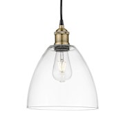 Innovations Lighting Edison Dome 9" Wide Mini Pendant Black Antique Brass / Clear
