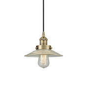 Innovations Lighting Halophane 9" Wide Mini Pendant Antique Brass / Clear Halophane