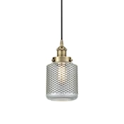 Innovations Lighting Stanton 6" Wide Mini Pendant Antique Brass / Clear Wire Mesh