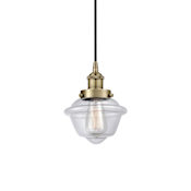 Innovations Lighting Oxford 8" Wide Mini Pendant Antique Brass / Clear