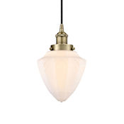 Innovations Lighting Bullet 7" Wide Mini Pendant Antique Brass / Matte White