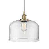 Innovations Lighting Bell 12" Wide Pendant Antique Brass / Clear