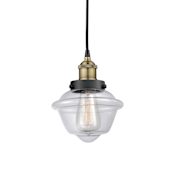 Innovations Lighting Oxford 7" Wide Mini Pendant Black Antique Brass / Clear