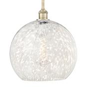 Innovations Lighting White Mouchette 14" Wide Pendant Antique Brass