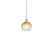 Innovations Lighting Brookhaven Globe 8" Wide Mini Pendant Antique Brass / Amber