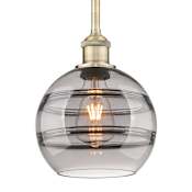 Innovations Lighting Rochester 8" Wide Mini Pendant Antique Brass / Clear