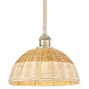Innovations Lighting Bristol Natural II 12" Wide Pendant Antique Brass / Natural