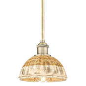 Innovations Lighting Bristol Natural II 8" Wide Mini Pendant Antique Brass / Natural