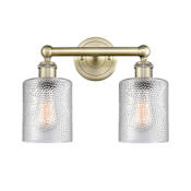Innovations Lighting Cobbleskill 2 Light 14" Wide Vanity Light Antique Brass / Clear