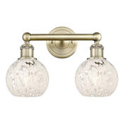 Innovations Lighting White Mouchette 2 Light 15" Wide Vanity Light Antique Brass