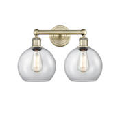 Innovations Lighting Athens 2 Light 17" Wide Vanity Light Antique Brass / Clear