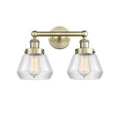Innovations Lighting Fulton 2 Light 16" Wide Vanity Light Antique Brass / Clear