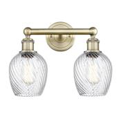 Innovations Lighting Salina 2 Light 14" Wide Vanity Light Antique Brass / Clear Spiral Fluted