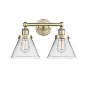 Innovations Lighting Cone 2 Light 17" Wide Vanity Light Antique Brass / Clear
