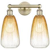 Innovations Lighting Brookhaven Almond 2 Light 15" Wide Vanity Light Antique Brass / Amber