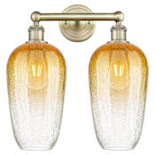 Innovations Lighting Brookhaven Flute 2 Light 16" Wide Vanity Light Antique Brass / Amber