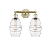 Innovations Lighting Vaz 2 Light 15" Wide Vanity Light Antique Brass / Clear