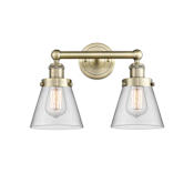 Innovations Lighting Cone 2 Light 16" Wide Vanity Light Antique Brass / Clear