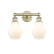 Innovations Lighting Cindyrella 2 Light 15" Wide Vanity Light Antique Brass / Cased Matte White