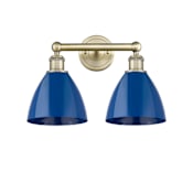 Innovations Lighting Plymouth Dome 2 Light 17" Wide Vanity Light Antique Brass / Blue