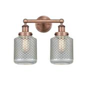 Innovations Lighting Stanton 2 Light 15" Wide Vanity Light Antique Copper / Clear Wire Mesh