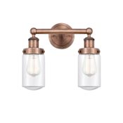 Innovations Lighting Dover 2 Light 16" Wide Vanity Light Antique Copper / Clear
