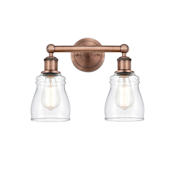 Innovations Lighting Ellery 2 Light 14" Wide Vanity Light Antique Copper / Clear