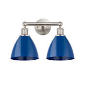 Innovations Lighting Plymouth Dome 2 Light 17" Wide Vanity Light Brushed Satin Nickel / Blue
