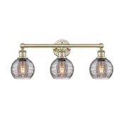 Innovations Lighting Athens Deco Swirl 3 Light 24" Wide Vanity Light Antique Brass / Light Smoke Deco Swirl