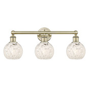 Innovations Lighting White Mouchette 3 Light 24" Wide Vanity Light Antique Brass