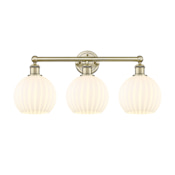 Innovations Lighting White Venetian 3 Light 26" Wide Vanity Light Antique Brass