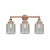Innovations Lighting Stanton 3 Light 24" Wide Vanity Light Antique Copper / Clear Wire Mesh