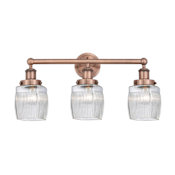 Innovations Lighting Colton 3 Light 24" Wide Vanity Light Antique Copper / Clear Halophane