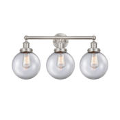 Innovations Lighting Beacon 3 Light 25" Wide Vanity Light Brushed Satin Nickel / Clear