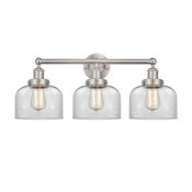 Innovations Lighting Bell 3 Light 25" Wide Vanity Light Brushed Satin Nickel / Clear
