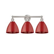 Innovations Lighting Plymouth 3 Light 26" Wide Vanity Light Brushed Satin Nickel / Red