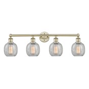 Innovations Lighting Belfast 4 Light 33" Wide Vanity Light Antique Brass / Clear Crackle
