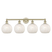 Innovations Lighting White Mouchette 4 Light 35" Wide Vanity Light Antique Brass
