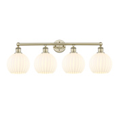 Innovations Lighting White Venetian 4 Light 35" Wide Vanity Light Antique Brass