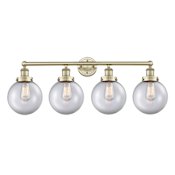 Innovations Lighting Beacon 4 Light 34" Wide Vanity Light Antique Brass / Clear