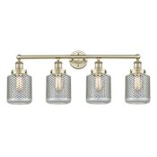 Innovations Lighting Stanton 4 Light 33" Wide Vanity Light Antique Brass / Clear Wire Mesh