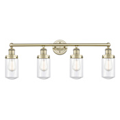 Innovations Lighting Dover 4 Light 34" Wide Vanity Light Antique Brass / Clear