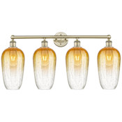 Innovations Lighting Brookhaven Flute 4 Light 34" Wide Vanity Light Antique Brass / Amber
