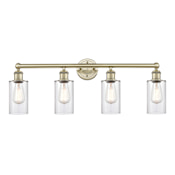 Innovations Lighting Clymer 4 Light 31" Wide Vanity Light Antique Brass / Clear