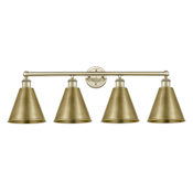 Innovations Lighting Ballston Cone 4 Light 35" Wide Vanity Light Antique Brass