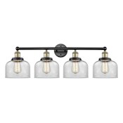Innovations Lighting Bell 4 Light 34" Wide Vanity Light Black Antique Brass / Clear