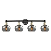 Innovations Lighting Fenton 4 Light 34" Wide Vanity Light Black Antique Brass / Plated Smoke