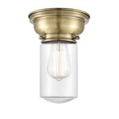 Innovations Lighting Dover 6" Wide Convertible Flush Mount Ceiling Fixture / Convertible to Wall Sconce Antique Brass / Clear